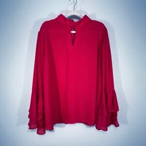 Star Style Blouse 3X Feminine Flowy Coquette Bell Sleeve Ruffle Cottagecore